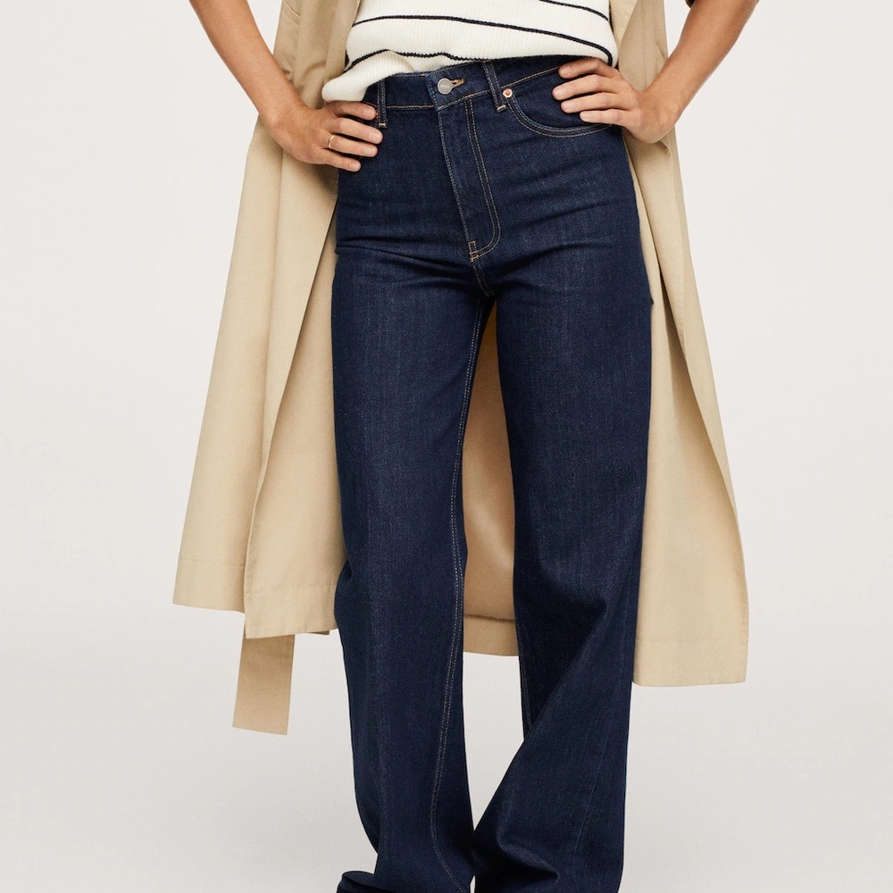 NWT MANGO premium High-waist wideleg jeans
